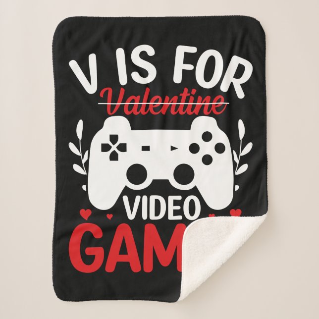 V ist für Videospiele mit Valentine Crossed Out Sherpadecke (Vorderseite)