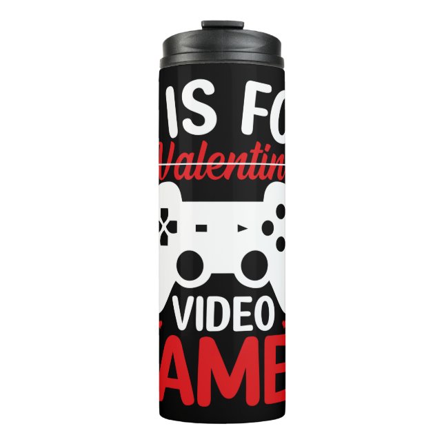 V ist für Videospiele mit Valentine Crossed Out Thermosbecher (Vorderseite)