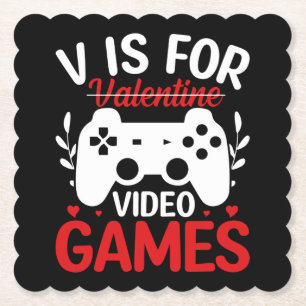 V ist für Videospiele mit Valentine Crossed Out Untersetzer