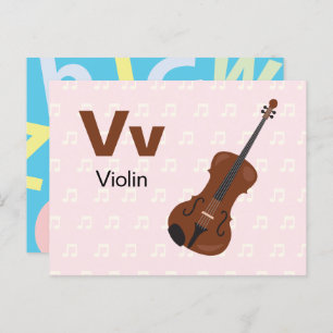 V ist für Violine - Alphabet Flash Card Postkarte