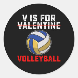 V ist für Volleyball Sport Valentinstag Runder Aufkleber