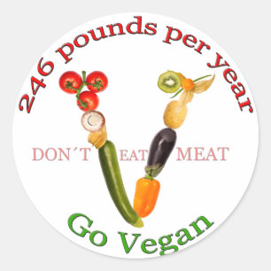 "V" mit vegetarischem Slogan Runder Aufkleber