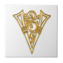V Monogram "Irish Gold" Keramik Tile Fliese