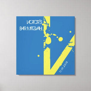 V Monogramm Initial Bar Bat Mitzvah Sign-In Board Leinwanddruck