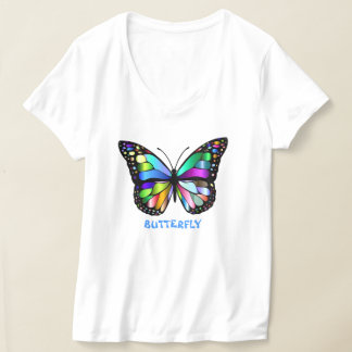 V-Neck T - Shirt Butterfly