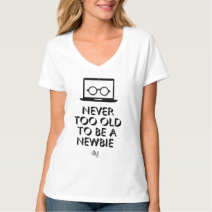 V-Neck T - Shirt : nie zu alt (weiß)