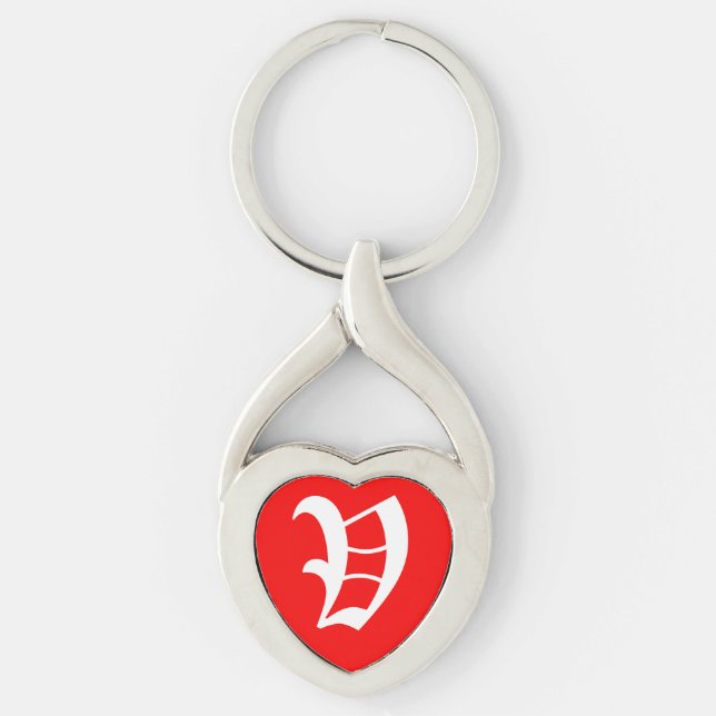 "V" Red Heart Schlüsselanhänger (Vorderseite)
