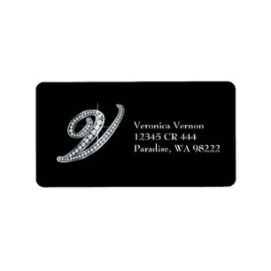 V Script "Diamond Bling"-Label Adressaufkleber