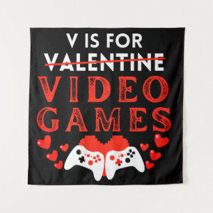 V steht für lustige Valentinstag Videospiele für G Wandteppich