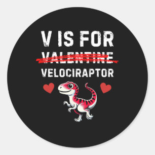 V steht für Velociraptor Raptor Lustiger Dinosauri Runder Aufkleber