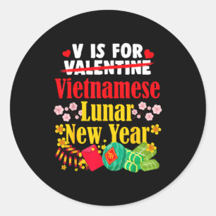 V steht für Vietnamesisches Neujahr Lustiges Valen Runder Aufkleber