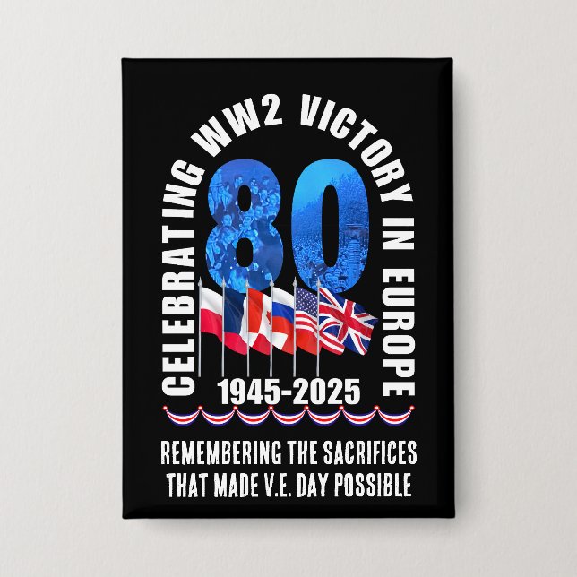 V. TAG 80 Jubiläumssieg in Europa WW2 Button (Vorderseite)