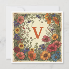 "V" Trinidad Orange: Bloom & Monogram Feiertagskarte