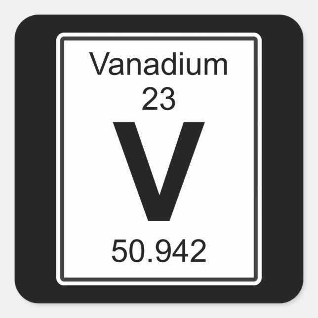 V - Vanadium Quadratischer Aufkleber (Vorderseite)