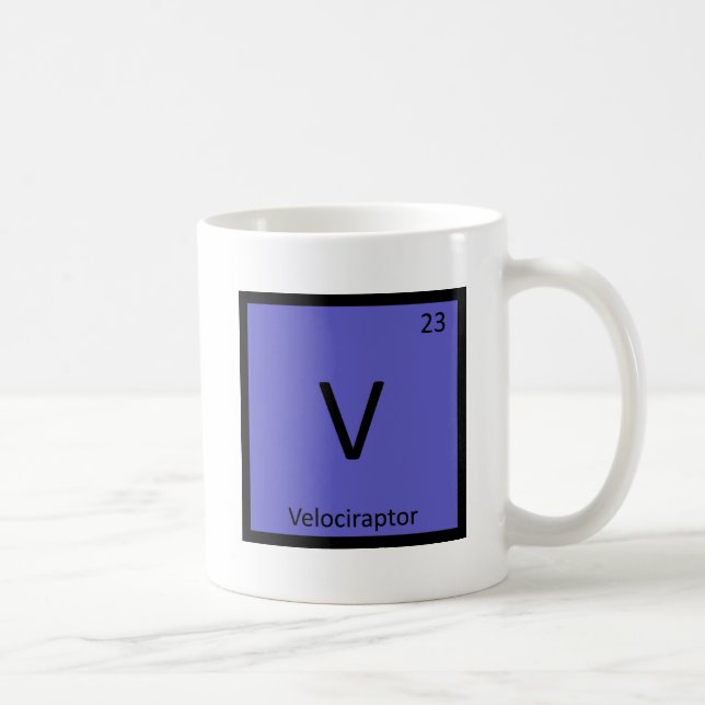 V - Velociraptor Dinosaur Chemie Periodische Tabel Tasse (Rechts)