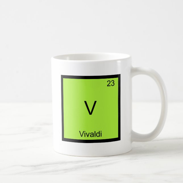 V - Vivaldi lustiger Chemie-Element-Symbol-T - Tasse (Rechts)