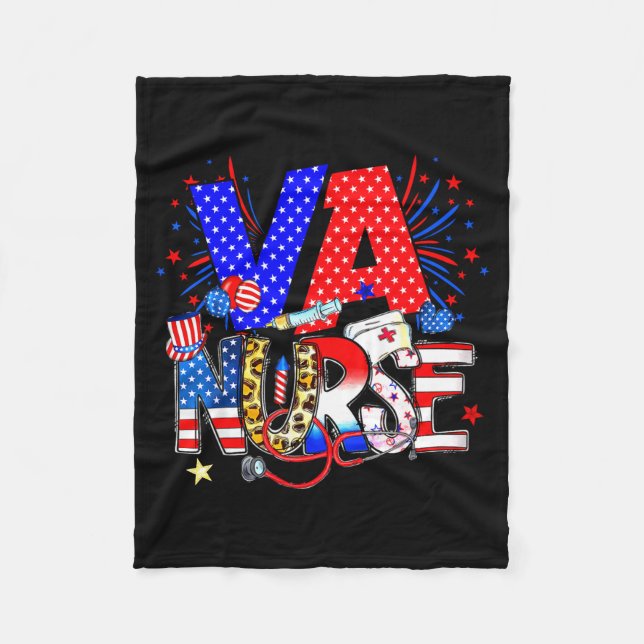 Va Nurse 4th Of July American Flag Stethoscope  Fleecedecke (Vorderseite)