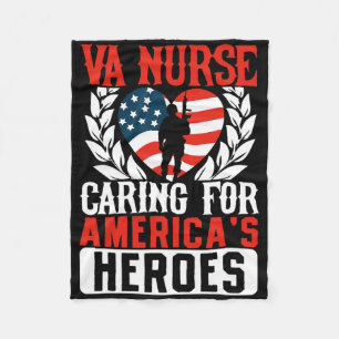 Va Nurse Americas Heros Merica US Flag Patriot Vet Fleecedecke
