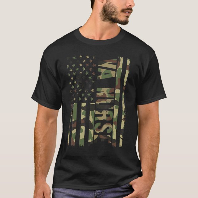 VA Nurse Camouflage American Flag Patriotic Nurse  T-Shirt (Vorderseite)