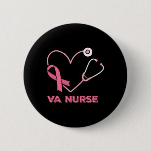 Va Nurse Heart Stethoscope Pink Ribbon Niedliche B Button