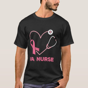 Va Nurse Heart Stethoscope Pink Ribbon Niedliche B T-Shirt