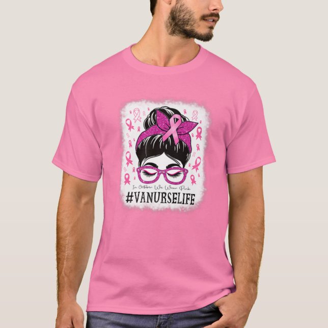 VA Nurse im Oktober tragen wir rosa Brustkrebs Awa T-Shirt (Vorderseite)