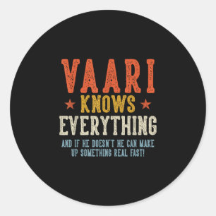 Vaari weiß alles Vatertag Retro Vintage Runder Aufkleber