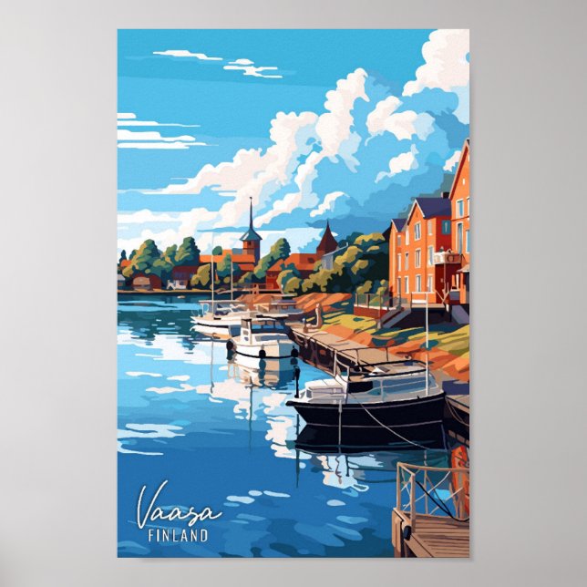 Vaasa Finland Art Vintage Travel Illustration Poster (Vorne)