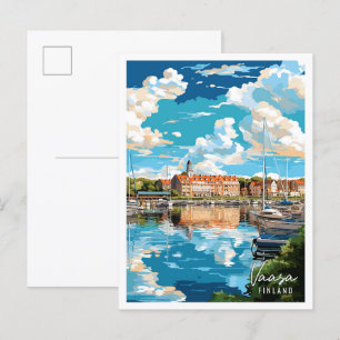 Vaasa Finland Vintage Illustration Postkarte