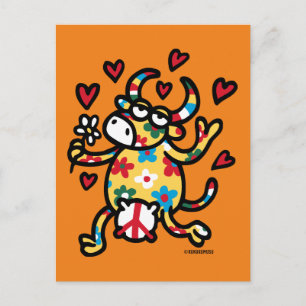 Vaca Hippy Postkarte