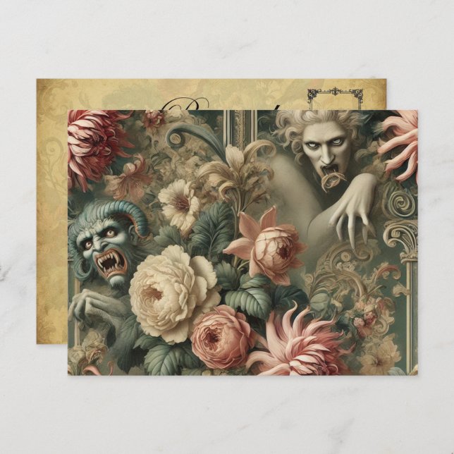 Vacant Hearts - Gothic Viktorianisch Feiertagspostkarte (Vorne/Hinten)