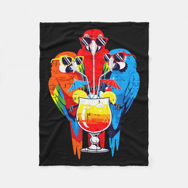 Vacation Birds Sungles Tail Parrots Summer Women M Fleecedecke (Vorderseite)