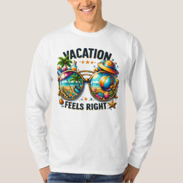 Vacation Feels Right Basic Long Sleeve USA T-Shirt