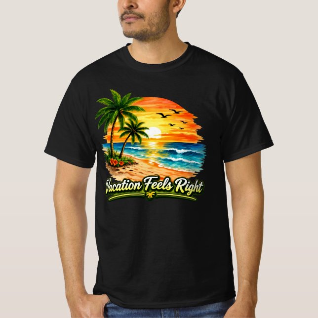 Vacation Feels Right Black Men's Value T-Shirt USA (Vorderseite)