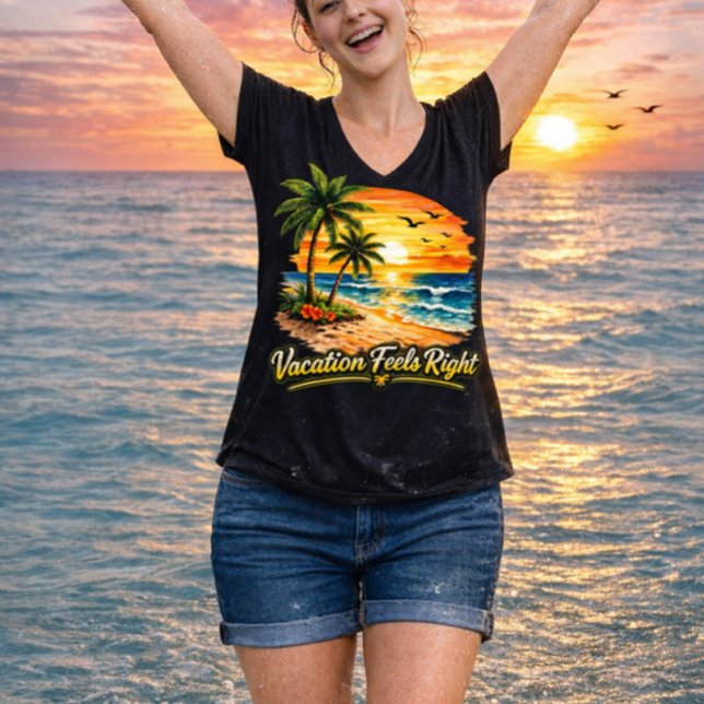Vacation Feels Right Island V-Neck Shirt USA (Von Creator hochgeladen)