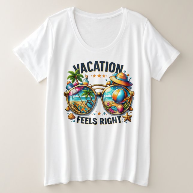 Vacation Feels Right Plus Size T-Shirt USA (Design vorne)