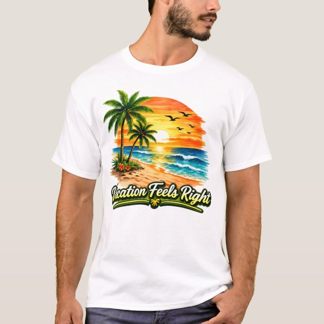 Vacation Feels Right Unisex Basic T-Shirt USA (Vorderseite)