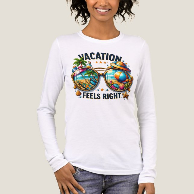 Vacation Feels Right Women’s Long Sleeve USA Tri-Blend Shirt (Vorderseite)