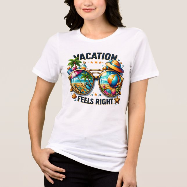 Vacation Feels Right Women’s Tri-Blend T-Shirt USA Shirt (Vorderseite)
