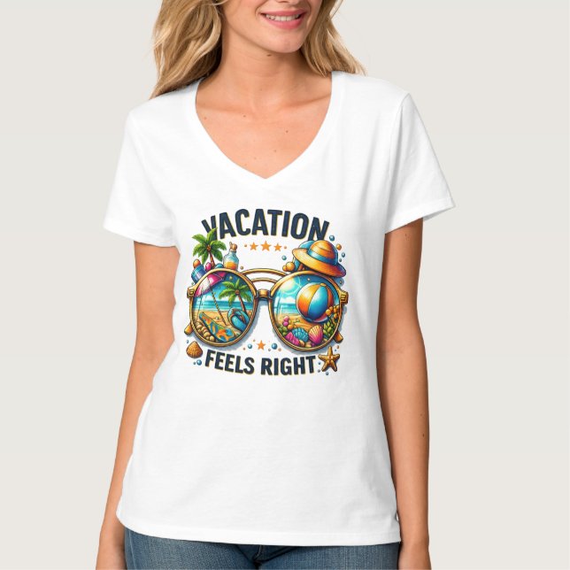 Vacation Feels Right Women’s V-Neck T-Shirt USA (Vorderseite)
