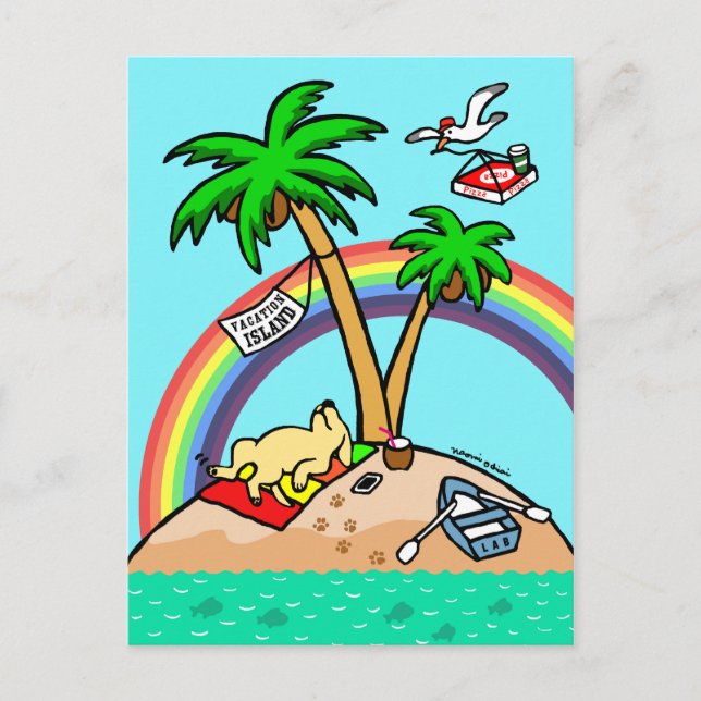 Vacation Island Yellow Labrador Postcard Postkarte (Vorderseite)