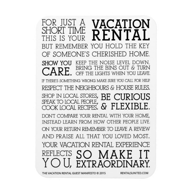 Vacation Rental Guest Manifesto Magnet (Vertikal)