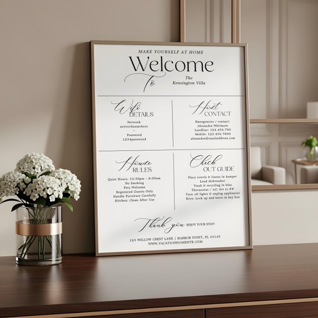 Vacation Rental Host Welcome House Rules WiFi Sign Poster (Vacation Rental Host Welcome House Rules WiFi Sign)