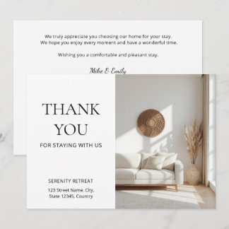 Vacation Rental Thank You Welcome Postcard Airbnb  Einladung