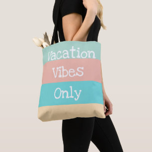 Vacation Vibes Only Retro Striped Tote Bag