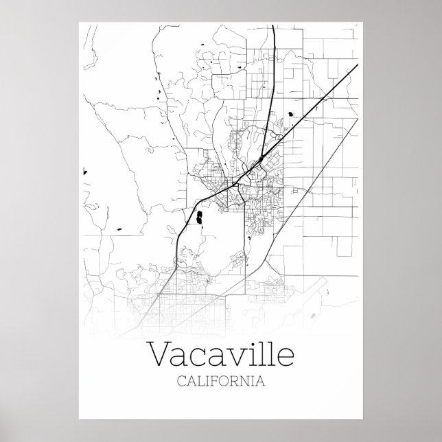 Vacaville Map - Kalifornien - Stadtplan Poster (Vorne)