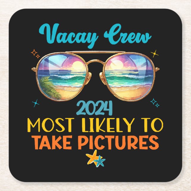 Vacay Crew 2024 Rechteckiger Pappuntersetzer (Vorderseite)