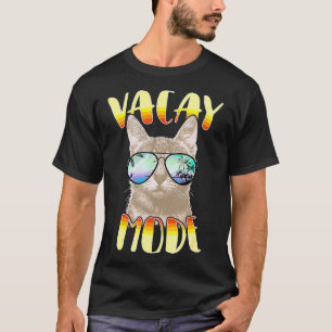 Vacay Mode Cat mit Brille Cat Lover Retro Sommer T-Shirt