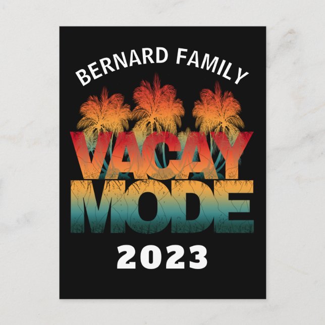 VACAY MODE FAMILIENURLAUB POSTKARTE (Vorderseite)