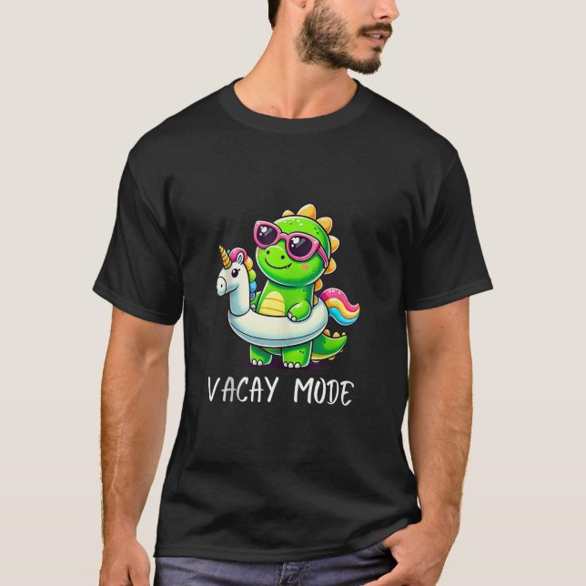 Vacay Mode Niedlich Dinosaur Familienurlaub Gif T-Shirt (Vorderseite)